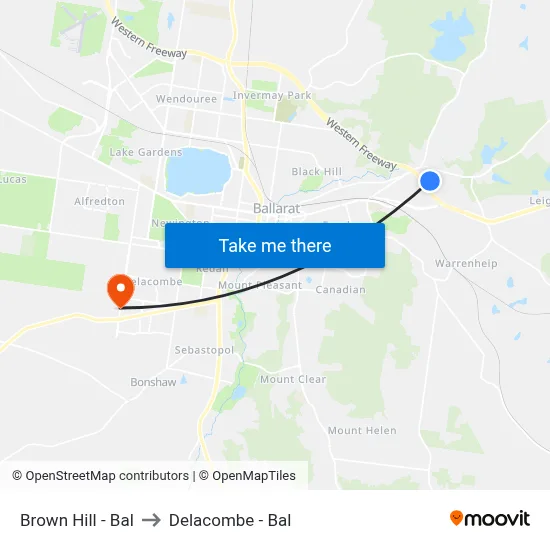 Brown Hill - Bal to Delacombe - Bal map