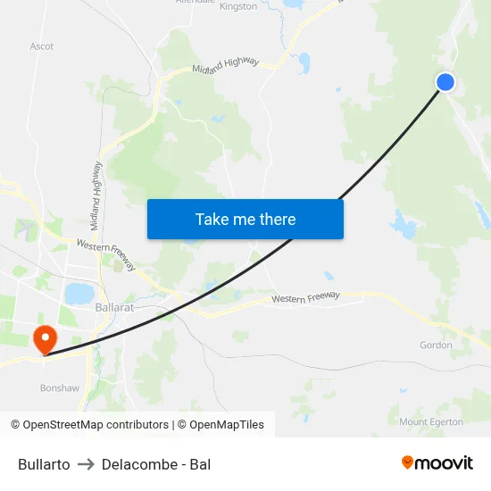 Bullarto to Delacombe - Bal map