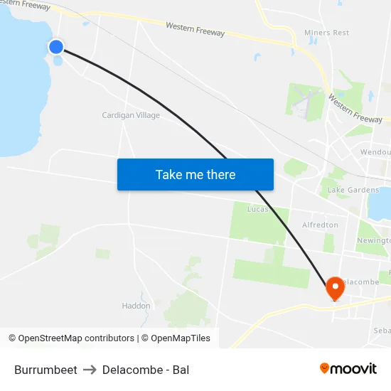 Burrumbeet to Delacombe - Bal map
