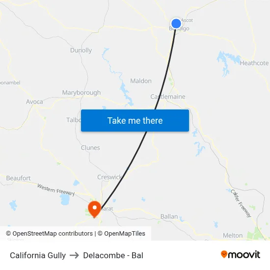 California Gully to Delacombe - Bal map