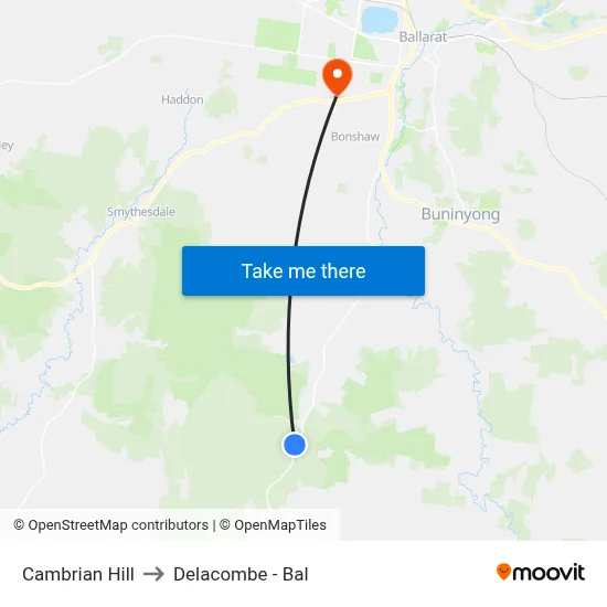 Cambrian Hill to Delacombe - Bal map