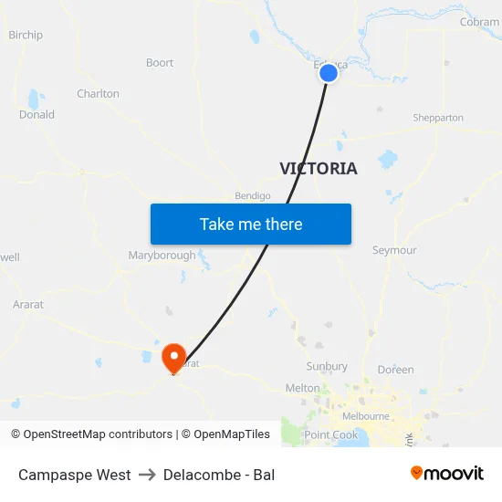 Campaspe West to Delacombe - Bal map