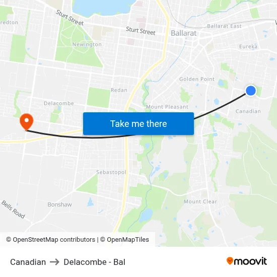 Canadian to Delacombe - Bal map