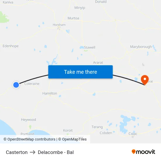 Casterton to Delacombe - Bal map