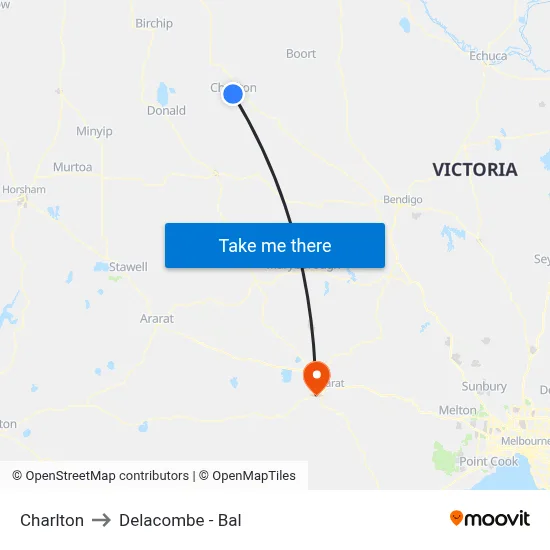 Charlton to Delacombe - Bal map