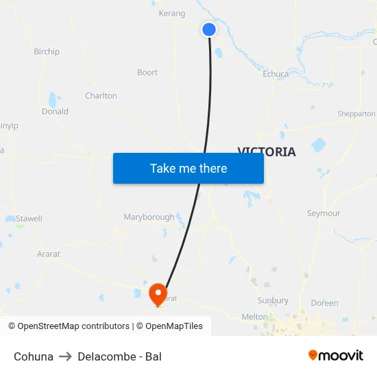 Cohuna to Delacombe - Bal map