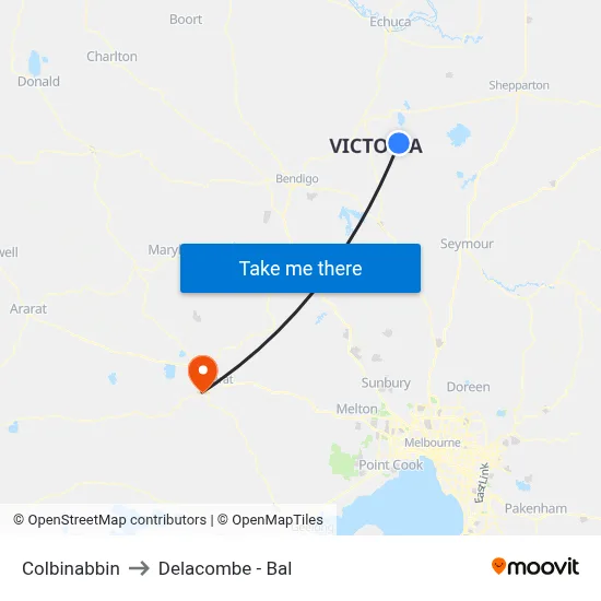 Colbinabbin to Delacombe - Bal map