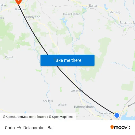 Corio to Delacombe - Bal map