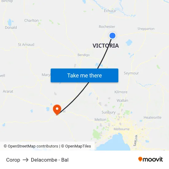 Corop to Delacombe - Bal map