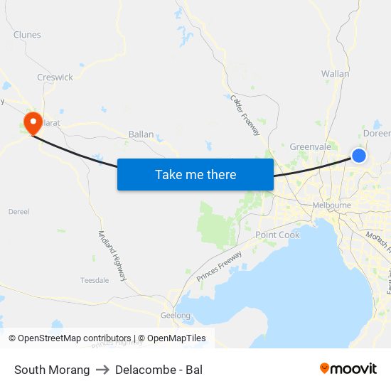 South Morang to Delacombe - Bal map