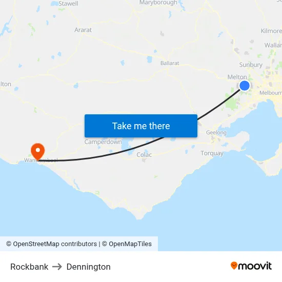 Rockbank to Dennington map