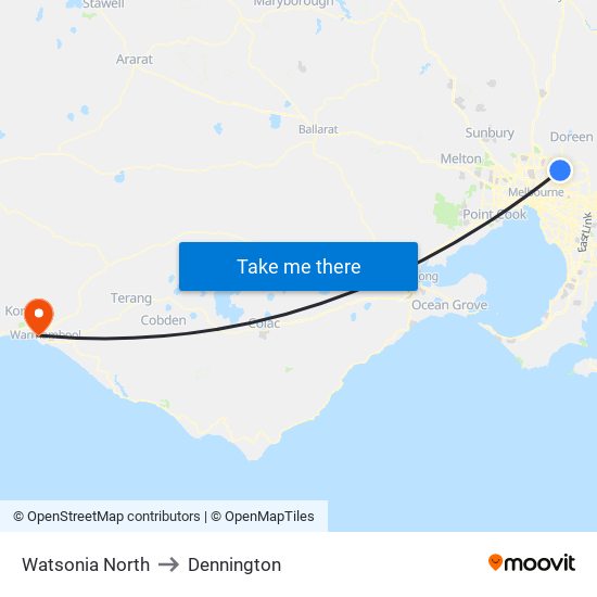 Watsonia North to Dennington map