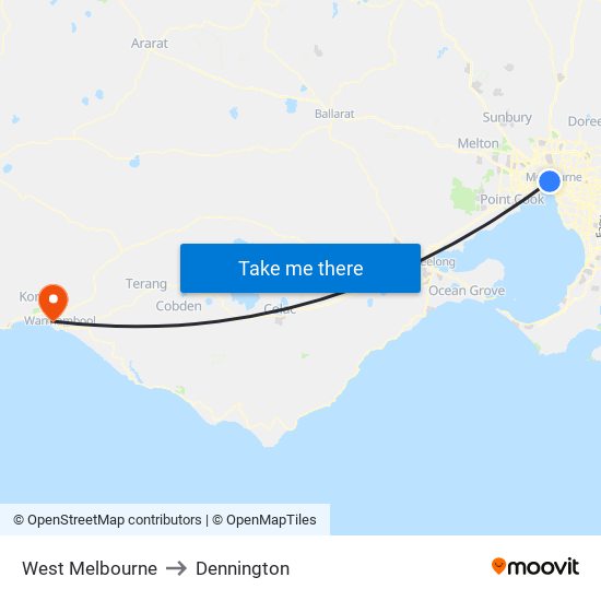 West Melbourne to Dennington map