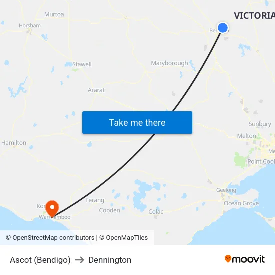Ascot (Bendigo) to Dennington map