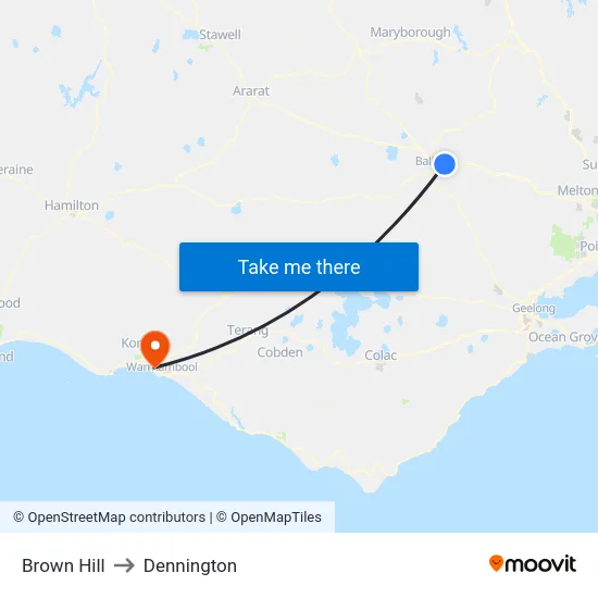 Brown Hill to Dennington map