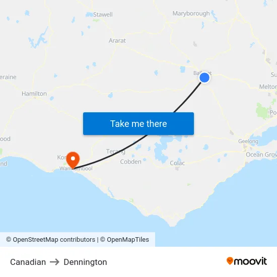 Canadian to Dennington map