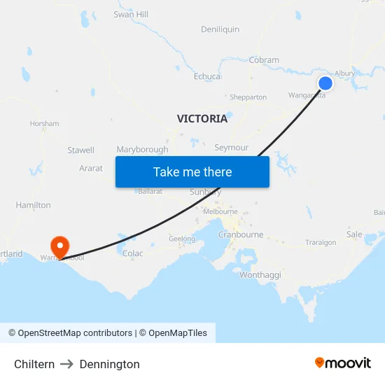 Chiltern to Dennington map