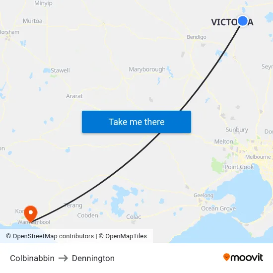 Colbinabbin to Dennington map