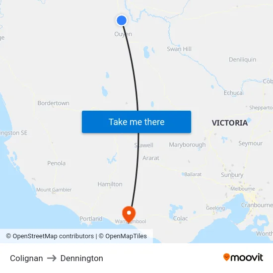 Colignan to Dennington map