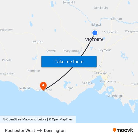 Rochester West to Dennington map