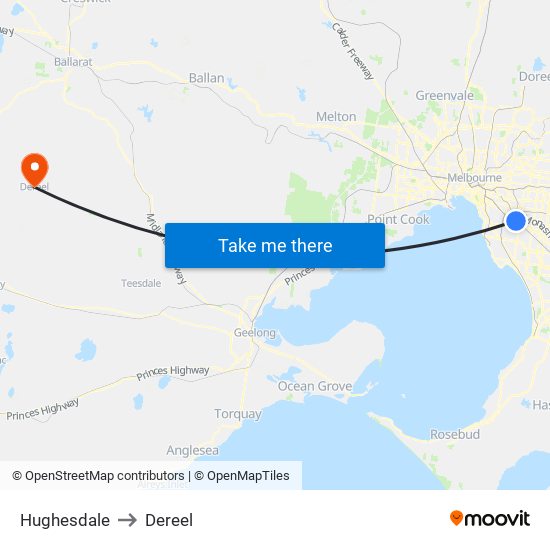 Hughesdale to Dereel map