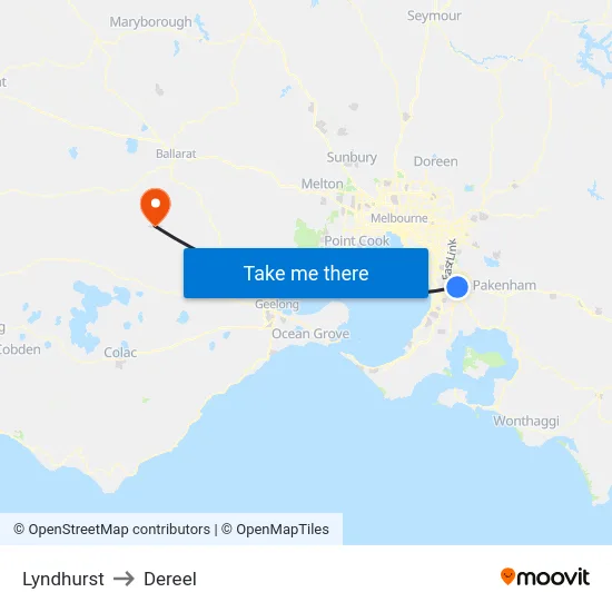 Lyndhurst to Dereel map