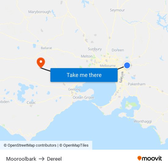 Mooroolbark to Dereel map