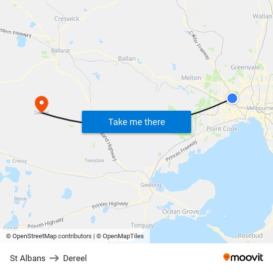 St Albans to Dereel map