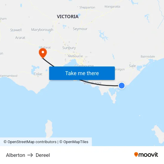 Alberton to Dereel map