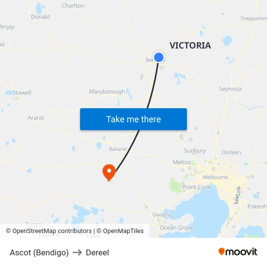 Ascot (Bendigo) to Dereel map