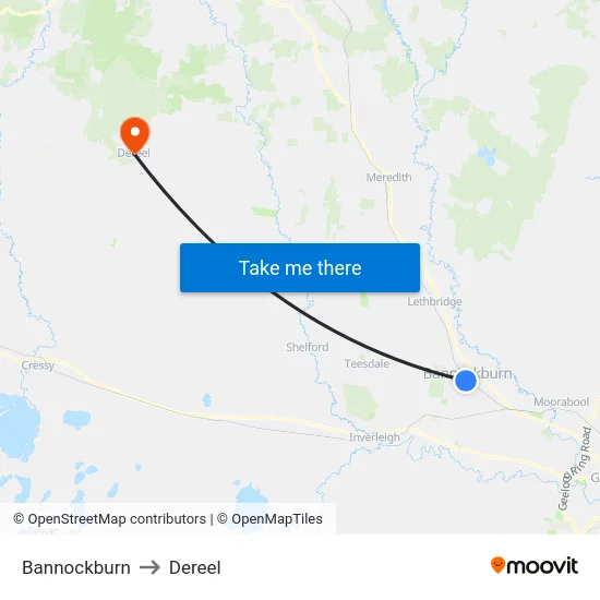 Bannockburn to Dereel map