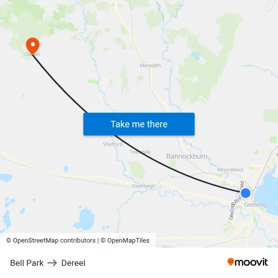 Bell Park to Dereel map