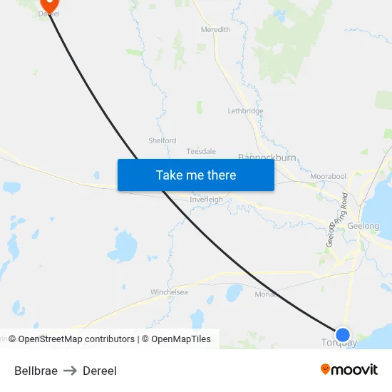 Bellbrae to Dereel map