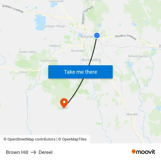 Brown Hill to Dereel map