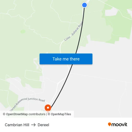 Cambrian Hill to Dereel map