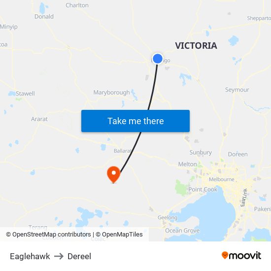 Eaglehawk to Dereel map