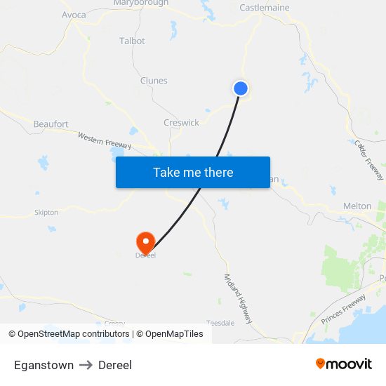 Eganstown to Dereel map