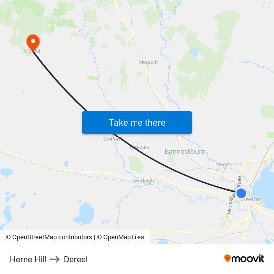 Herne Hill to Dereel map