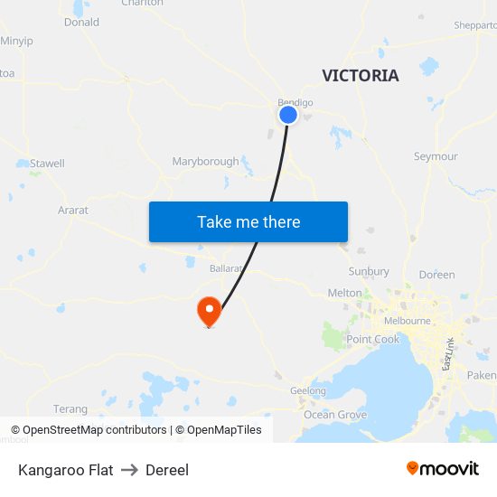 Kangaroo Flat to Dereel map