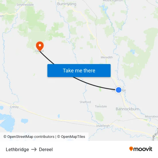 Lethbridge to Dereel map