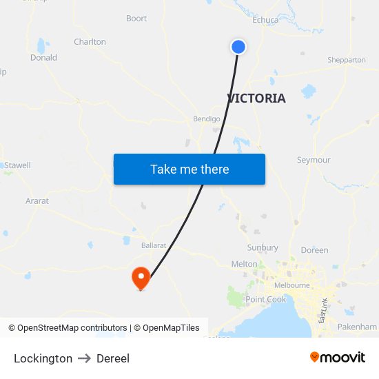 Lockington to Dereel map