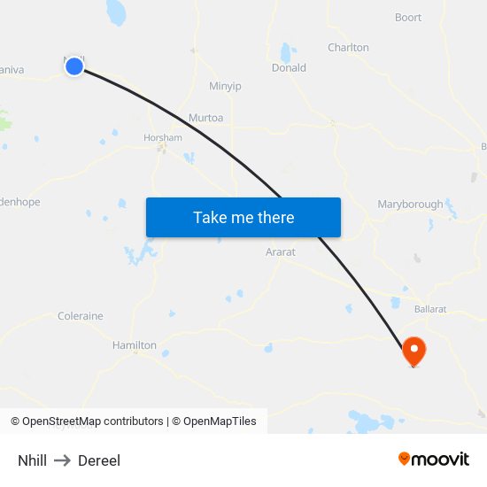 Nhill to Dereel map