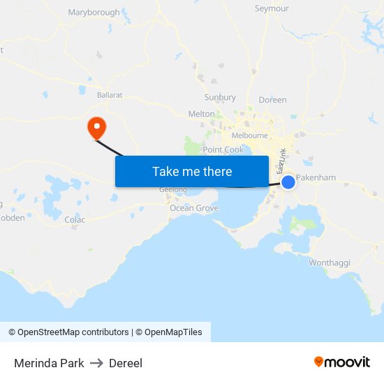 Merinda Park to Dereel map