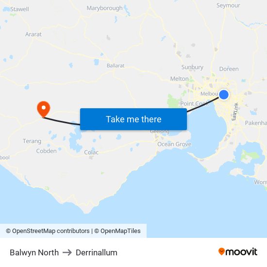 Balwyn North to Derrinallum map