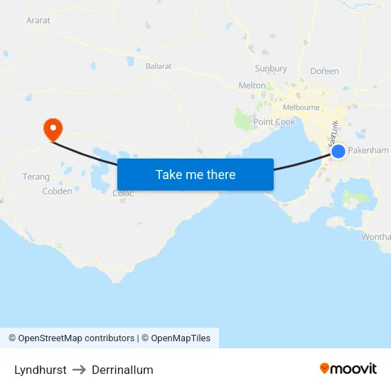 Lyndhurst to Derrinallum map