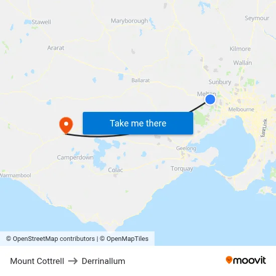 Mount Cottrell to Derrinallum map