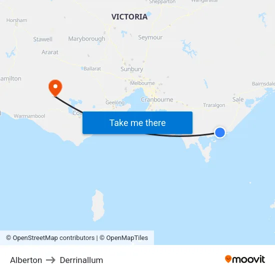 Alberton to Derrinallum map