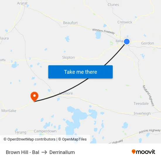 Brown Hill - Bal to Derrinallum map