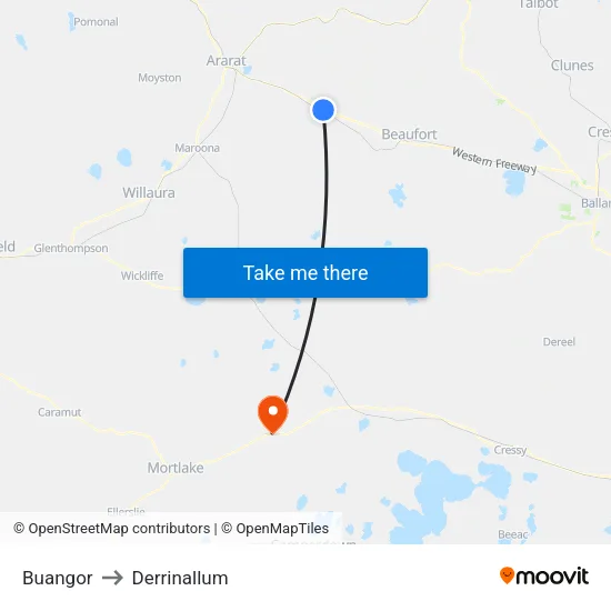 Buangor to Derrinallum map