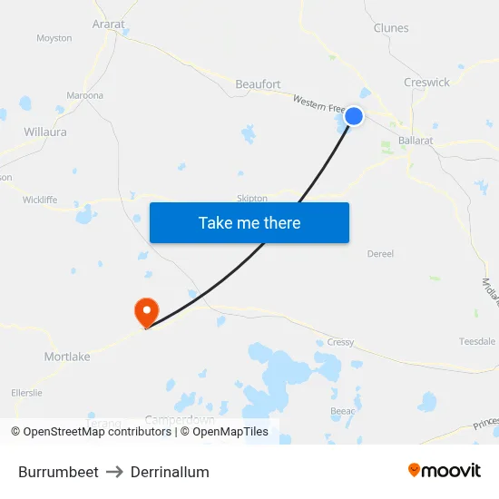 Burrumbeet to Derrinallum map